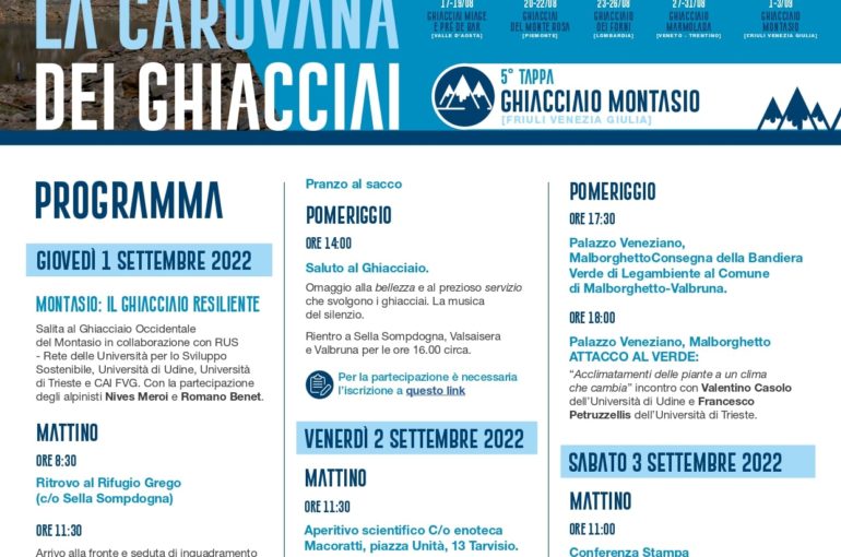 Arriva in Friuli Venezia Giulia la Carovana dei Ghiacciai: un viaggio di 5 tappe per monitorare lo stato di salute dei ghiacciai alpini