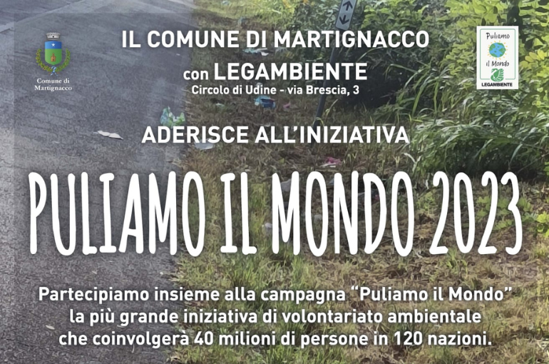 Comune di Martignacco – “Puliamo il mondo 2023” domenica 24 settembre con il Circolo Legambiente Udine A.P.S.