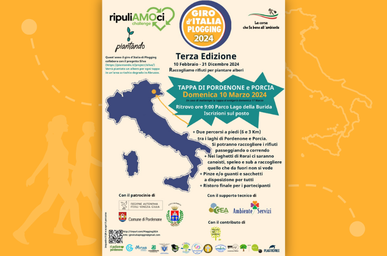 Giro d’Italia di Plogging: 10 marzo tappa a Pordenone e Porcia