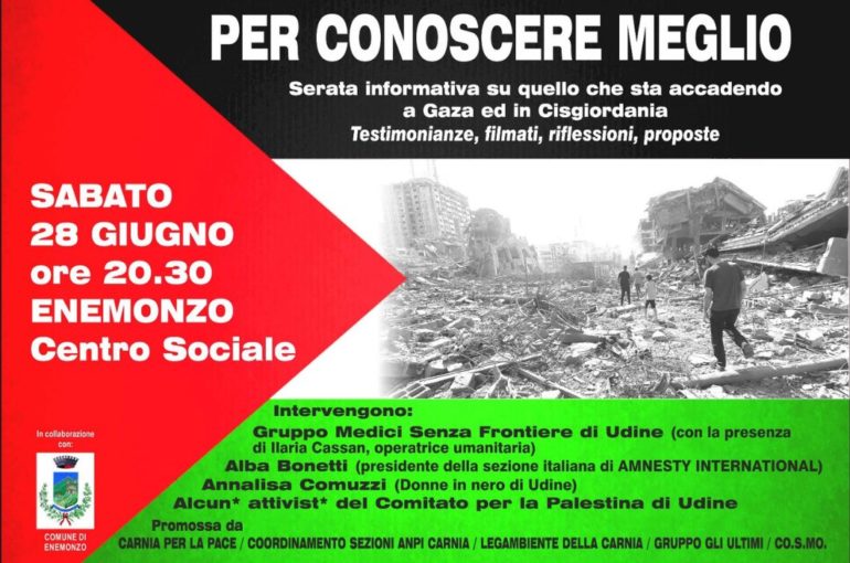 Carnia: due iniziative per la Palestina | 27 e 28 Giugno 2025