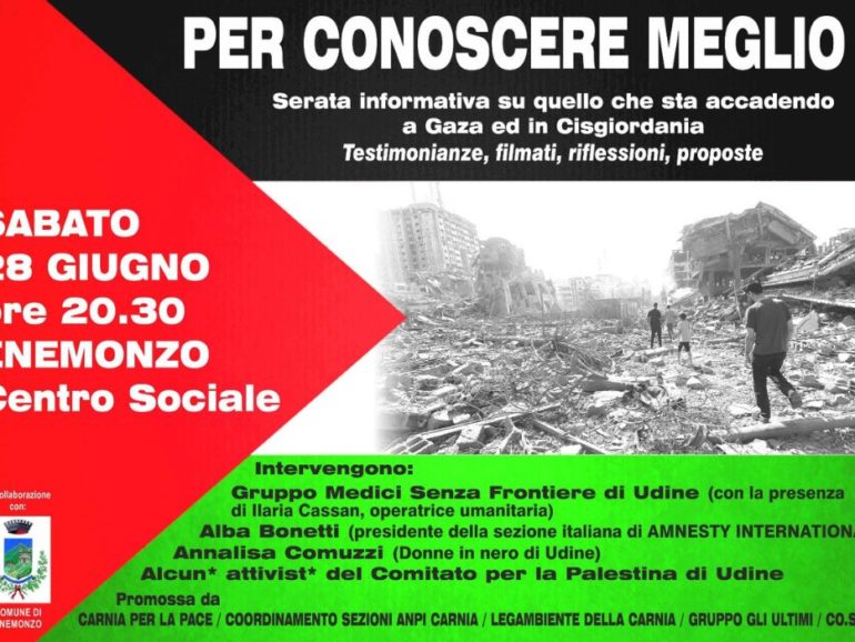 Carnia: due iniziative per la Palestina | 27 e 28 Giugno 2025
